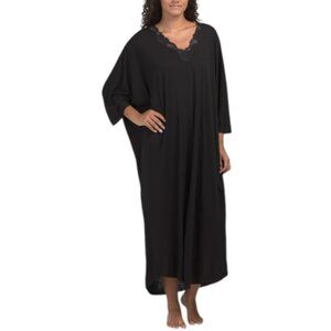 NATORI Zen Floral Caftan With Lace Trim